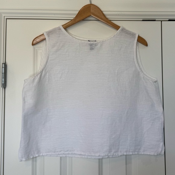 Eileen Fisher White Linen Boxy Tank Top Shirt Women’s Size Large Italian Fabric - Picture 1 of 13